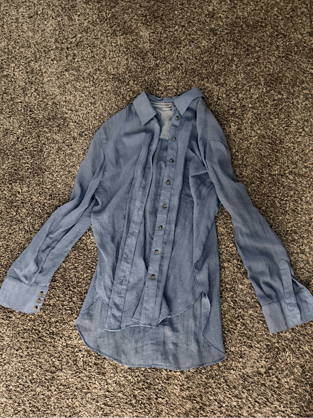Free People Dusty Blue Long-Sleeve Button Down Shirt